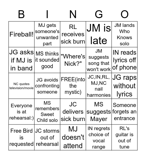 JEAN SHORTS Bingo Card