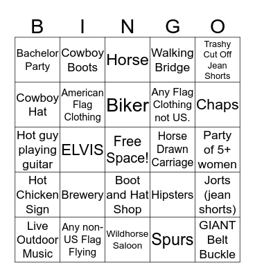 Nashville Bingo Card