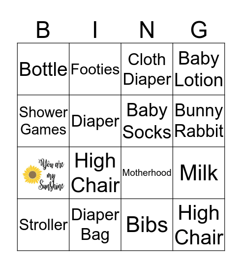 Baby Shower  Bingo Card