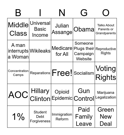 Democratic Bingo Card
