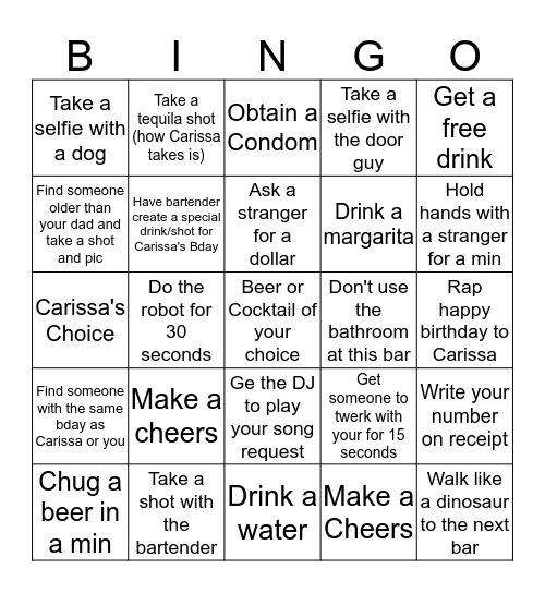 Carissa's Birthday Bingo  Bingo Card