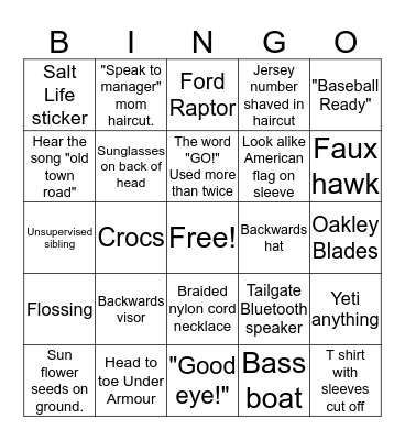 Baseball Parent BINGO! Bingo Card