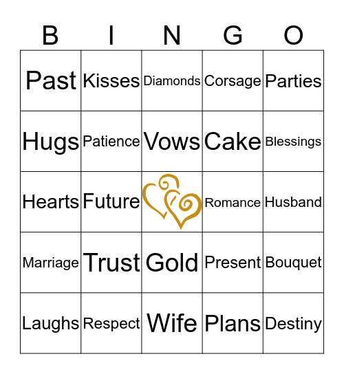 50th Wedding Anniversary Bingo Card