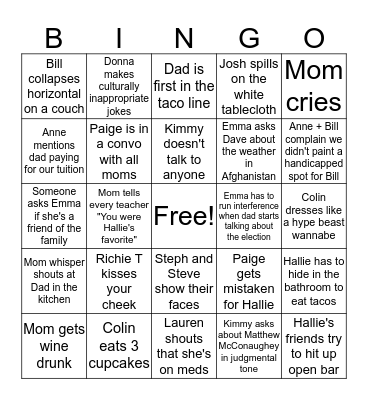 hallie's grad party Bingo Card