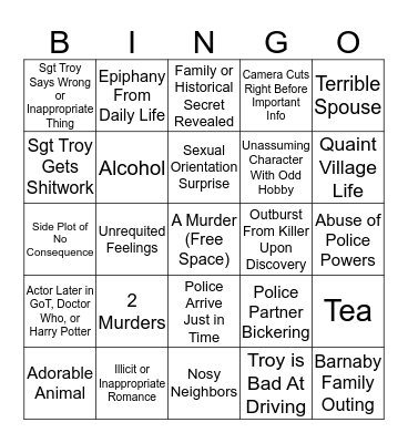 Midsomer Murders Bingo Card