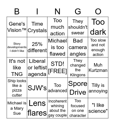 Anti-Discovery Bingo Card