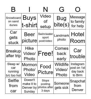 Hannah's Gonna Kill Us Bingo Card