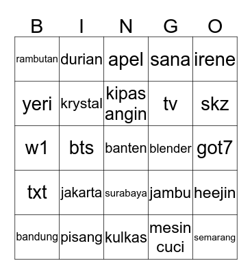 punya gion. Bingo Card