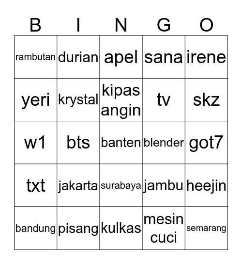 punya gion. Bingo Card