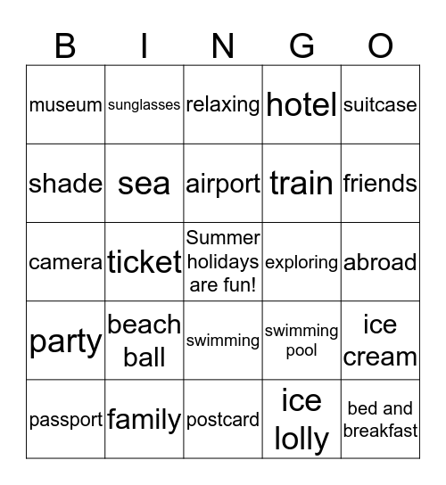 Bingo! Summer holidays Bingo Card