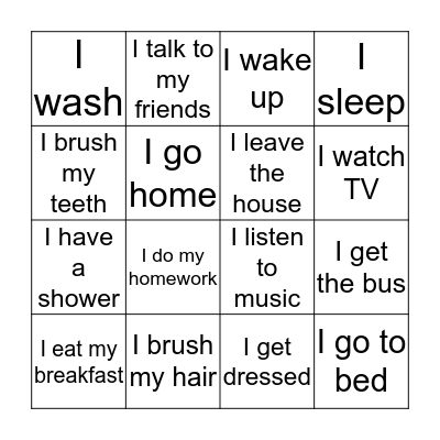 Ma routine Bingo Card