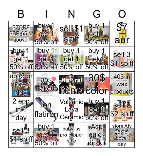 Sally Beauty Bingo Card