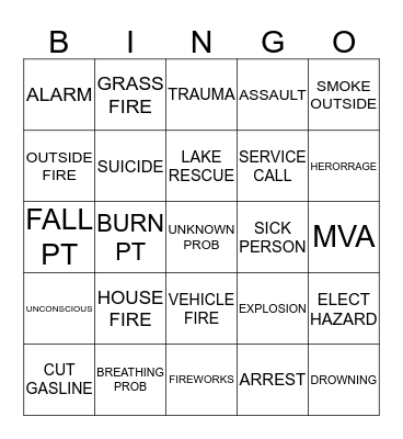 911 4th of July Bingo Card