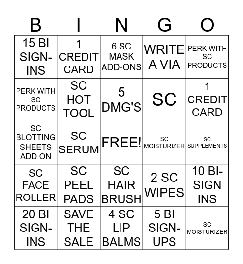SKINCARE Bingo Card