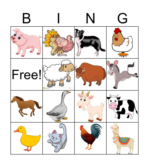 Farm Bingo Card