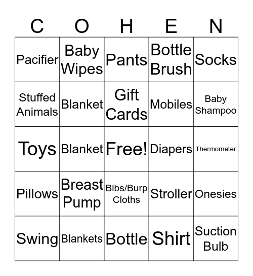 Baby Present BINGO! Bingo Card