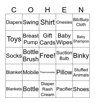 Baby Present BINGO! Bingo Card
