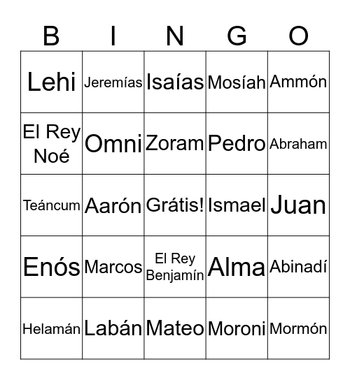 El Bingo de Mormón Bingo Card