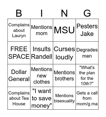 SPENCER BINGO Card