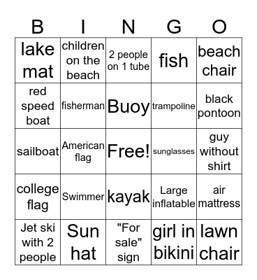 Boat Bingo Card