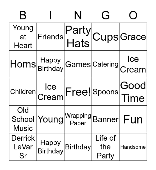 Big Derrick & Little Derrick's Birthday Party Bingo Card