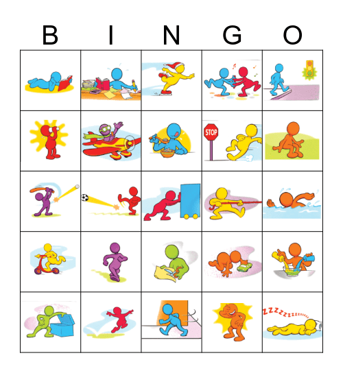 Verb Picture Bingo Card