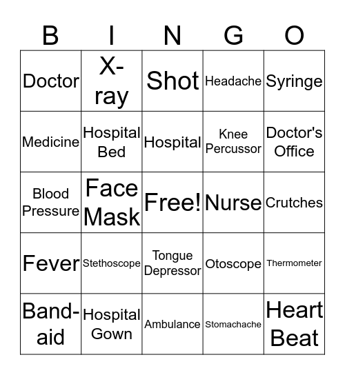 Doctor Bingo Card