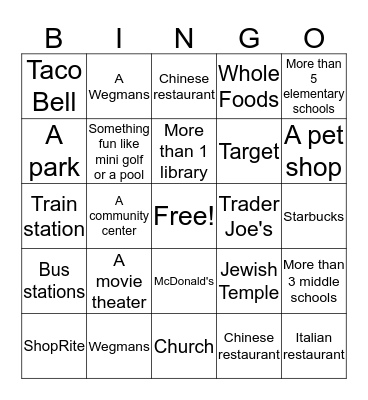 Hometown BINGO Card