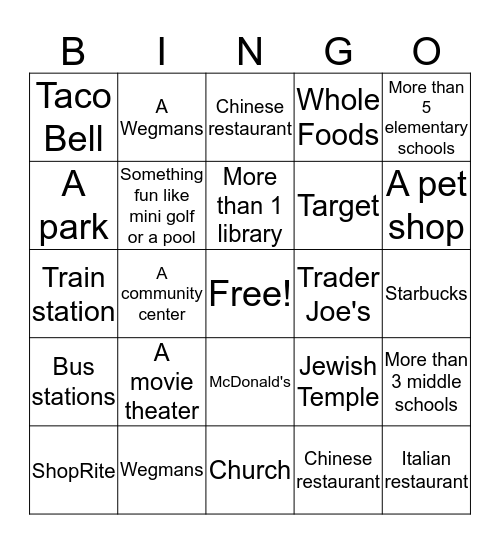 Hometown BINGO Card