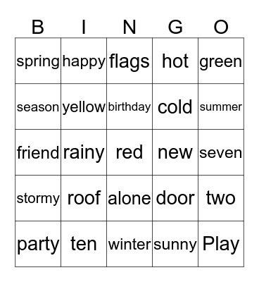 Last English Lesson Groep 3/4A Bingo Card