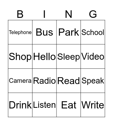 Common Verbs Bingo Card