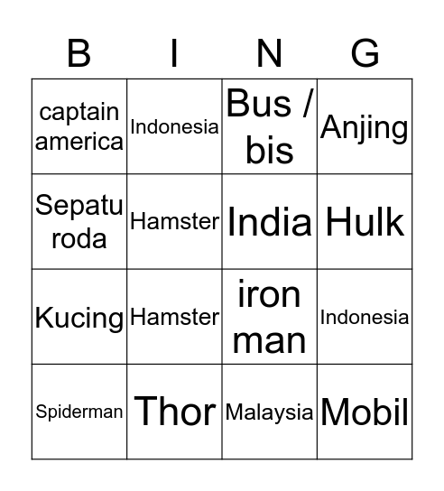 ncityuuta Bingo Card