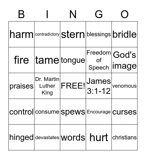 Watch Your Tougue  Bingo Card