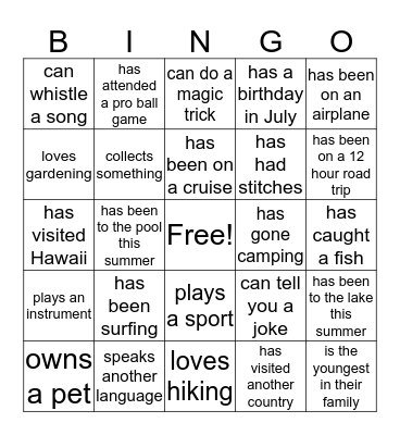 Find Someone Who... Bingo Card