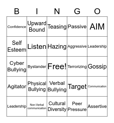 Trio Program Bingo Card