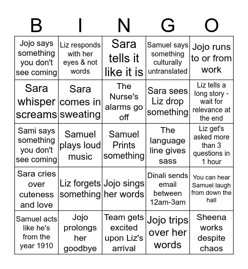 Libertas Bingo 7/1/2019 Bingo Card