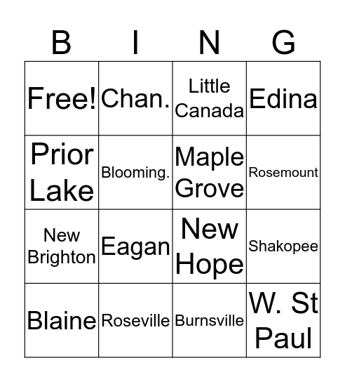 Nicky's Suburban Tour! Bingo Card