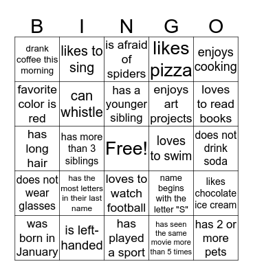 Find someone who... Bingo Card