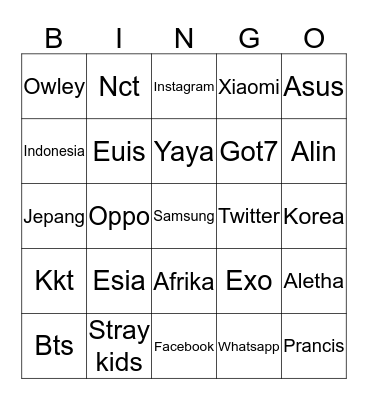 PUNYA YAYA BYUTI Bingo Card