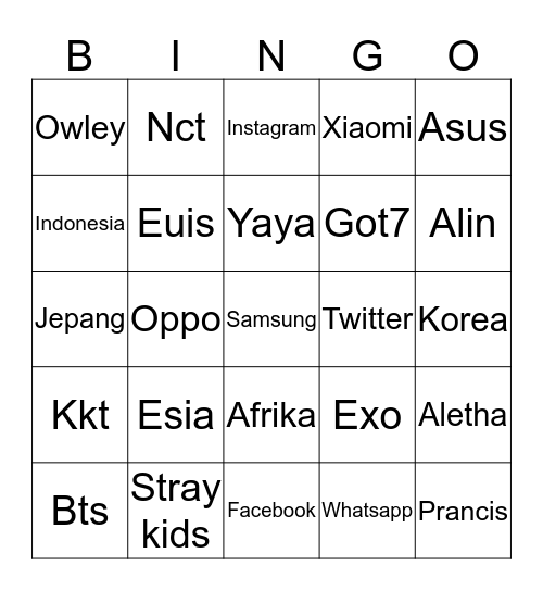 PUNYA YAYA BYUTI Bingo Card