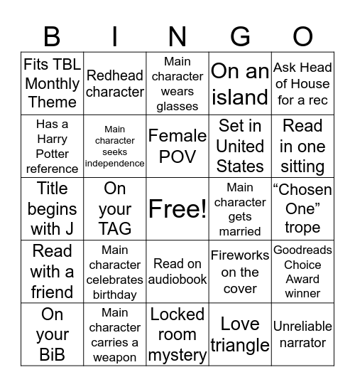 TBL BINGO July 2019 Bingo Card