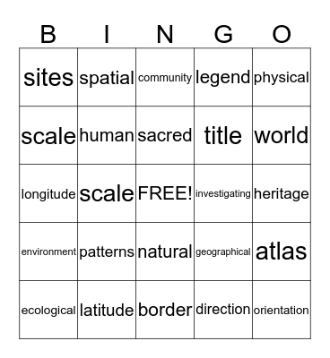 7 GEOGRAPHY Bingo Card