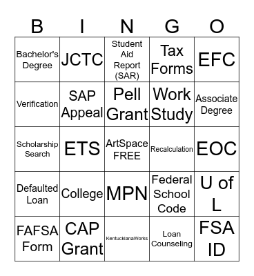 KCAC Bingo Card