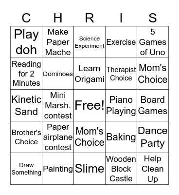 CHRISTOPHER REWARDS Bingo Card