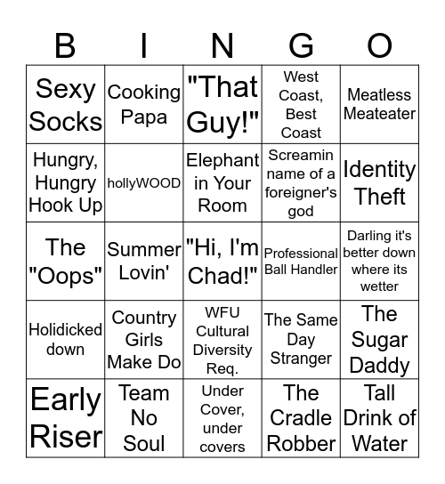Single. Squirrels. Bingo Card
