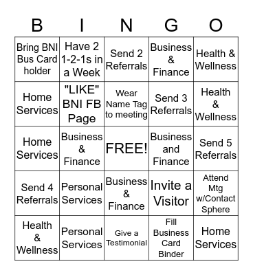 BNI BINGO Card
