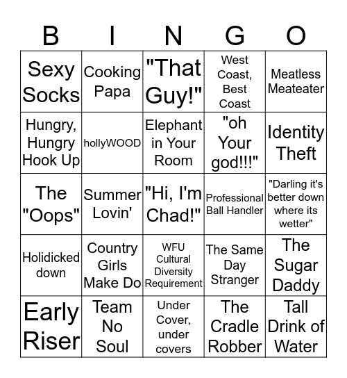 Single. Squirrels. Bingo Card