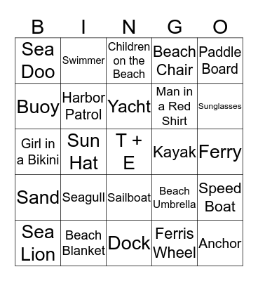 Boat Bingo Card