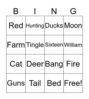 The Magic Finger by Roald Dahl Bingo Card