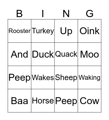 Waking Up Bingo Card